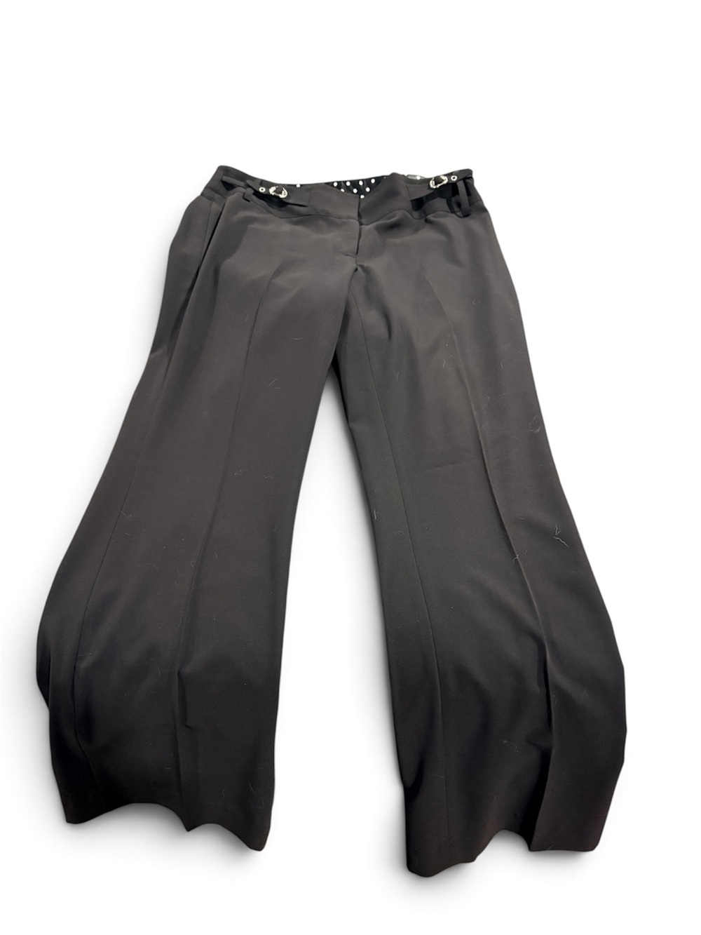 White House Black Market Black Wide-Leg Trousers with Belt Hardware